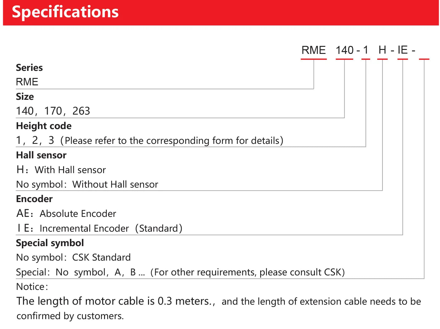 Specifications of RME Direct Drive Torque Motor