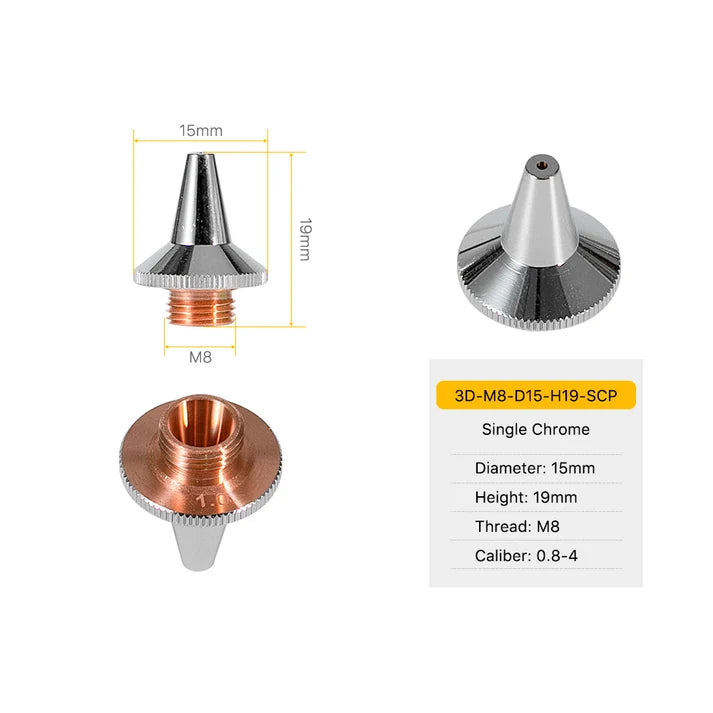3D M8 Laser Cutting Nozzle – D12 H10 / D15 H19