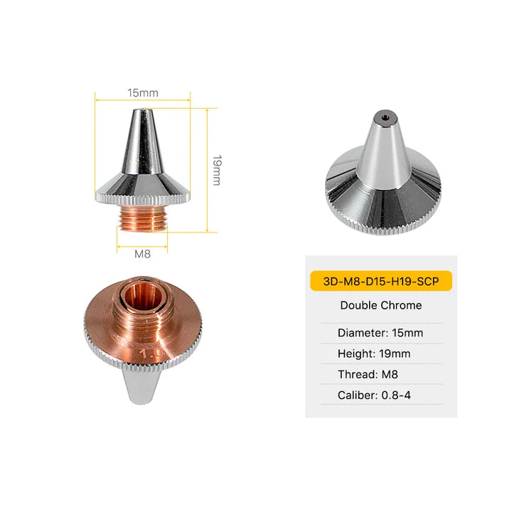 3D M8 Laser Cutting Nozzle – D12 H10 / D15 H19