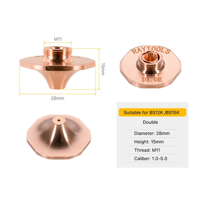 Original RayTools B-Type Laser Cutting Nozzle D28 H15 M11